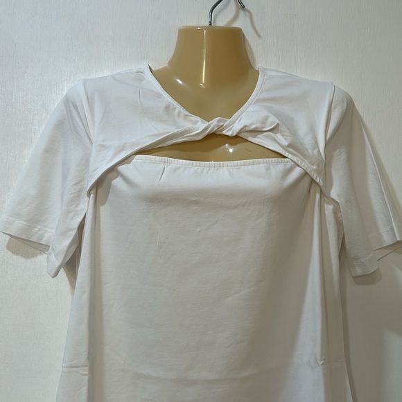 THE DROP WOMEN ASTRIC TWIST FRONT SHIRT WHITE NEW Sz LARGE - Picture 3 of 11